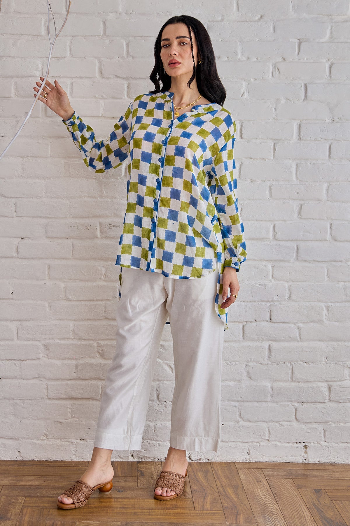 Buy Balloon Sleeves Multicolor Shirt by Taro India for women online at ScrollnShops